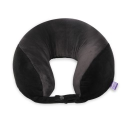 VIAGGI U Shape Super Soft Memory Foam Travel Neck Pillow for Neck Pain Relief Cervical Orthopedic Use Comfortable Neck Rest Pillow - Black Grey